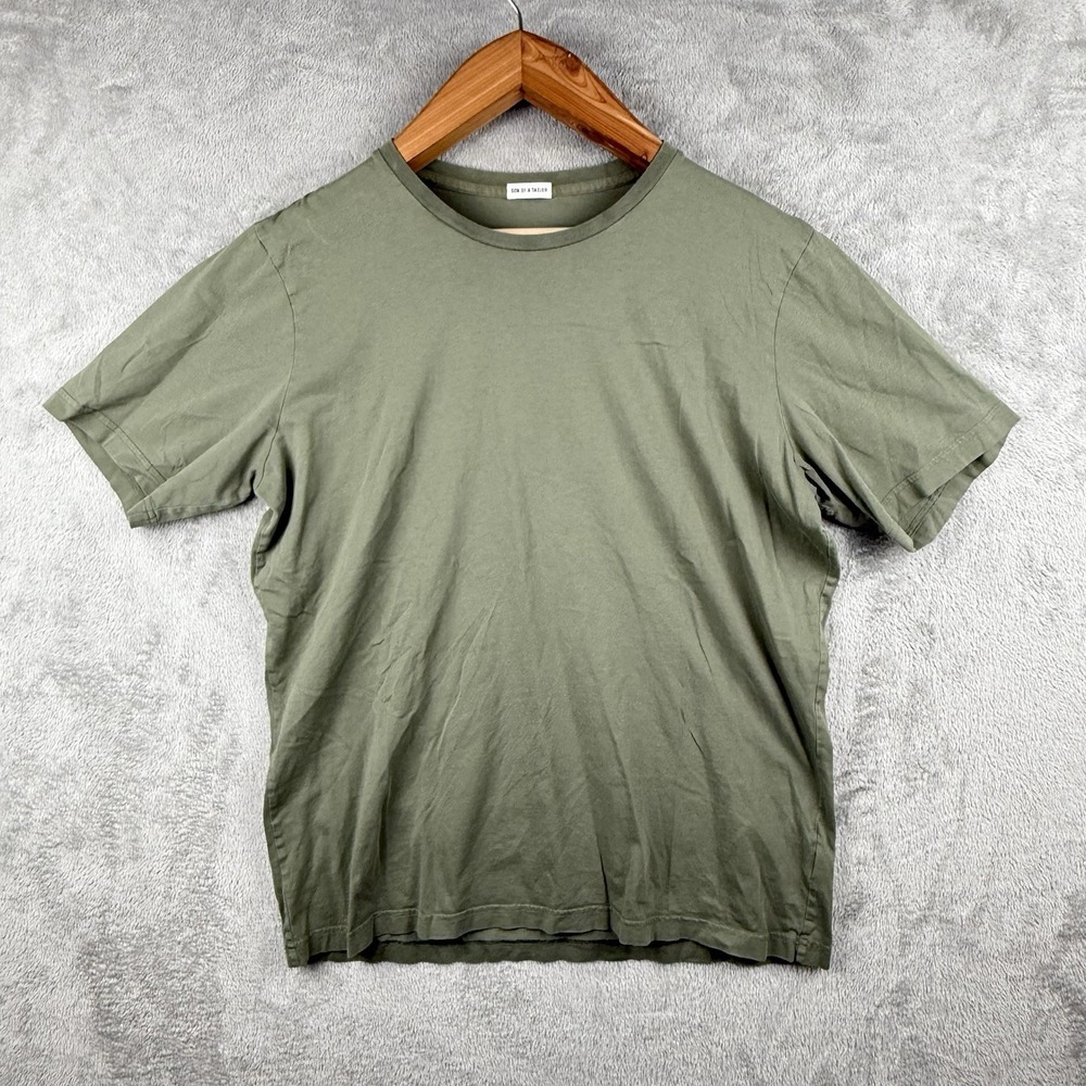 Son‎ of a Tailor S/S T-Shirt Mens L Green Supima Cotton Modern Basic Denmark